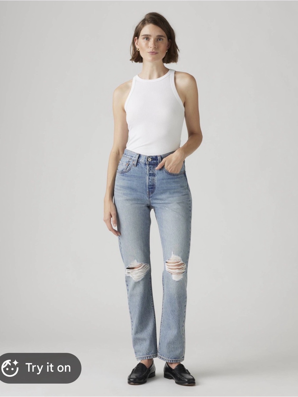 Levi's 501 original Light Blue Distressed Straight-Leg Jeans